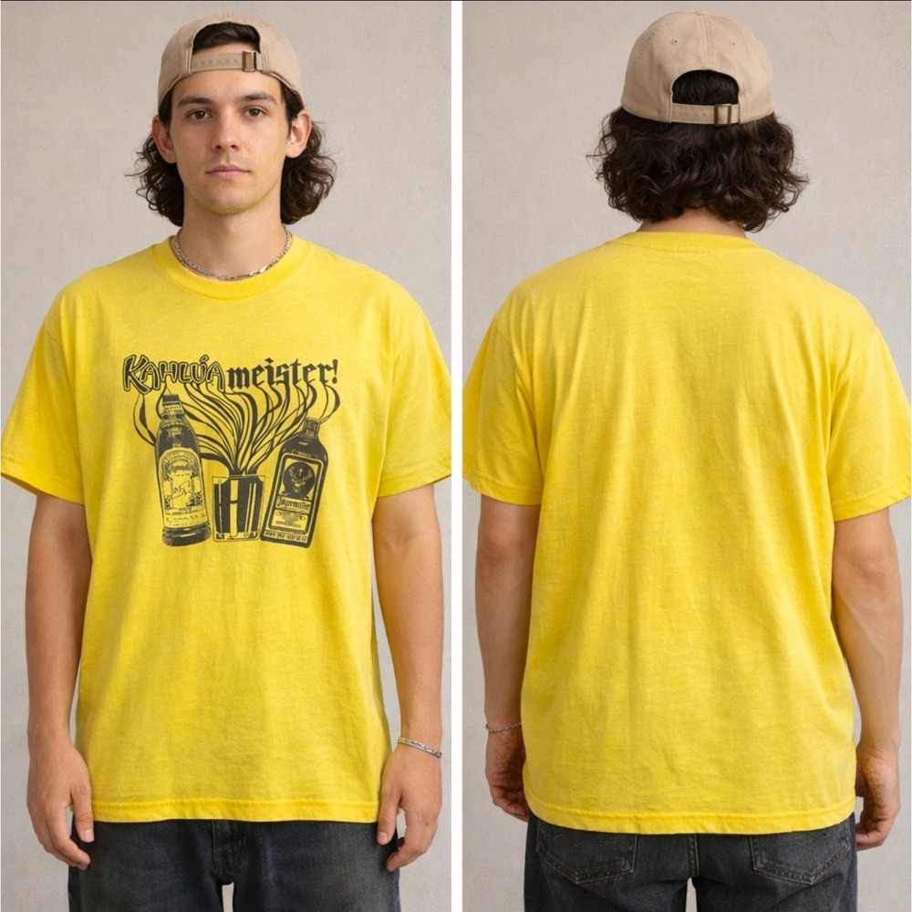 Vintage Screen Stars Best Kahluameister Shirt XL Yellow Jagermeister Kahlua USA